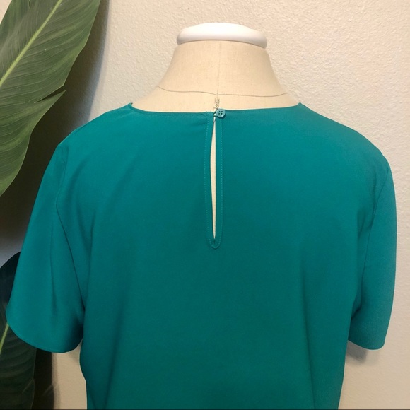 Green Halogen Ruffle Hem Shift Dress, Medium - Picture 5 of 9